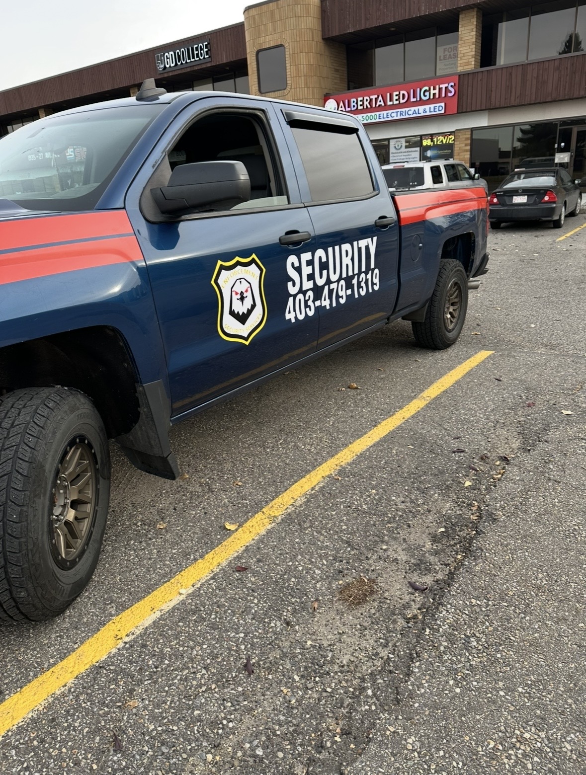 Enforcement Security marked patrol truck with branded decals